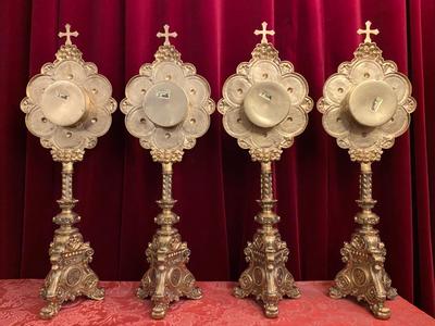 Large Matching Reliquaries - Relics  style Romanesque - Style en Bronze / Wax Seal / Glass , France 19 th century ( Anno 1865 )