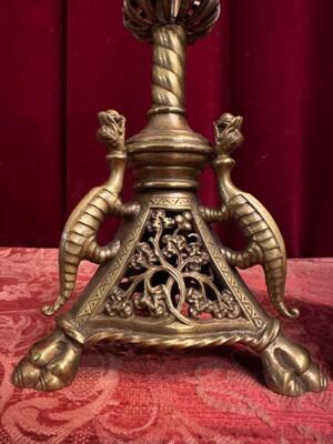 Matching Candle Sticks Height Without Pin. style Romanesque - Style en Bronze, France 19 th century ( Anno 1865 )