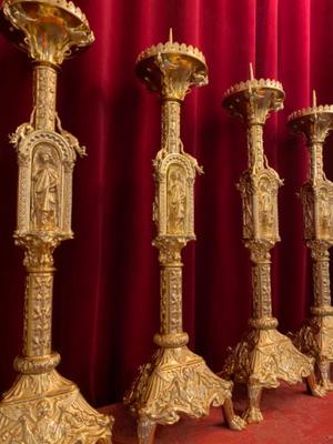 Matching Candle Sticks Height Without Pin. style Romanesque - Style en Full Bronze Polished and Varnished, France 19 th century ( Anno 1865 )