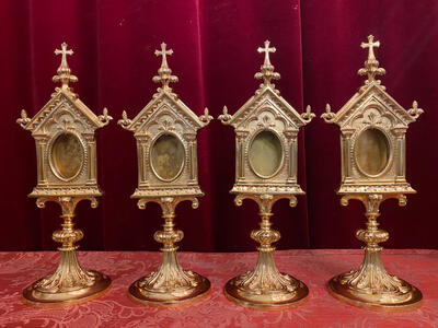 Matching Reliquaries   style Romanesque - Style en Bronze / Polished and Varnished, France 19 th century ( Anno 1885 )