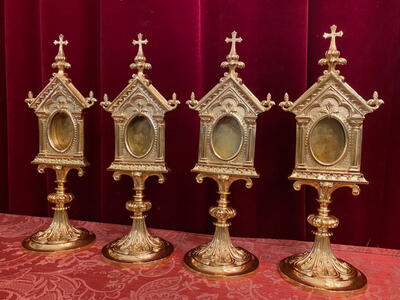 Matching Reliquaries   style Romanesque - Style en Bronze / Polished and Varnished, France 19 th century ( Anno 1885 )