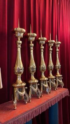 Matching Candle Sticks Measures Height Without Pin. style BAROQUE-STYLE en Brass / Bronze / Polished and Varnished, Berendrecht Belgium 19 th century ( Anno 1874 )