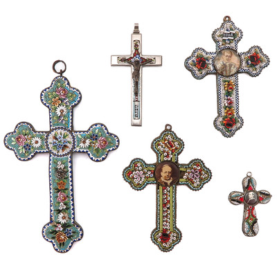 Crosses Micro Mosaic  en Micro mosaic / Enamel / Brass, France 19 th century