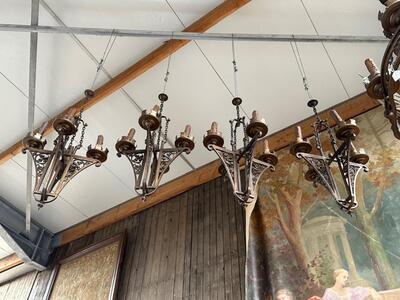 Large Chandelier With 4 Matching Chandeliers More Pictures Soon ! style Gothic - Style en Bronze, Belgium  19 th century