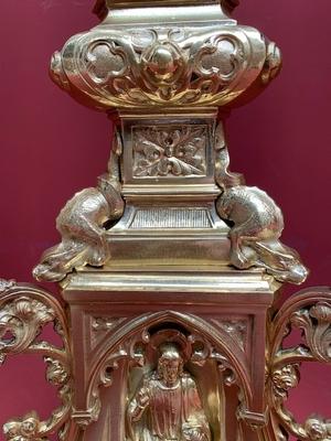 Matching Candle Sticks style Gothic - style en Bronze / Polished and Varnished, France 19th century ( anno 1890 )