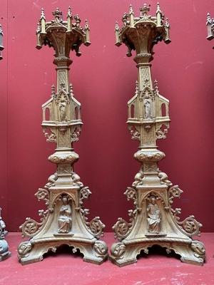 Matching Candle Sticks Could Be Polished. Measures Without Pin. style Gothic - style en Full Bronze, France 19th century ( anno 1865 )