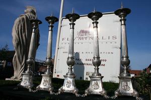 Matching Candle Sticks en Brass / Bronze, Belgium 19 th century