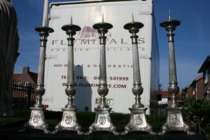 Matching Candle Sticks en Brass / Bronze, Belgium 19 th century