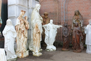 Antique Outdoor Statues en Cast Iron / Sandstone, Belgium / France 19th century