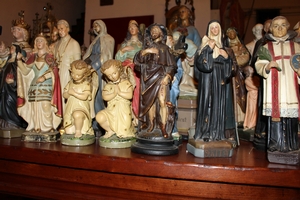 From Collector Special Saints Till 60 Cm / 23.6 Inches en plaster polychrome, Belgium 19th century