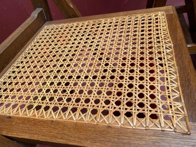 Series Of 50 Matching Gothic-Style Foldable Kneeler-Seats style Gothic - style en Oak Wood / Red & Green Velvet, Belgium  19 th century