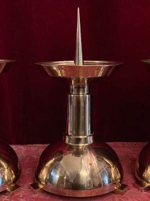 Candle Sticks Measures Without Pin style ART - DECO en Brass / Polished / New Varnished, Belgium 20th century ( 1950 )