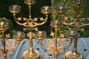 Candle Sticks en Brass / Bronze, France 19th century