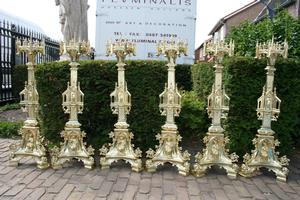 Candle Sticks style gothic en BRONZE, France 19th century