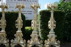 Candle Sticks style gothic en BRONZE, France 19th century