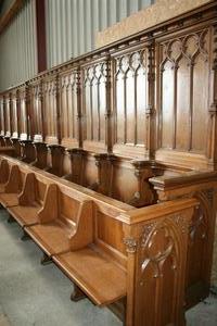 Choir Furniture style gothic en wood, Belgium 19th century