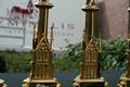 Altar - Set Matching Candle Sticks  style Gothic - style en Brass / Bronze / Gilt, France 19th century