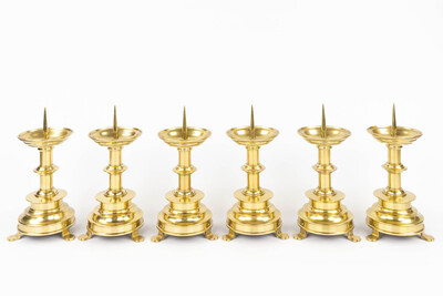 Matching Candle Sticks  style Gothic - Style en Brass / Bronze , Belgium  19 th century