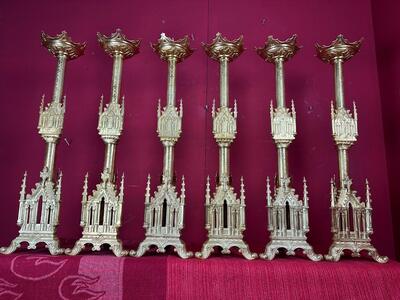 6 Gothic - Style Matching Candle Sticks Height Without Pin. 8 Pieces Available !