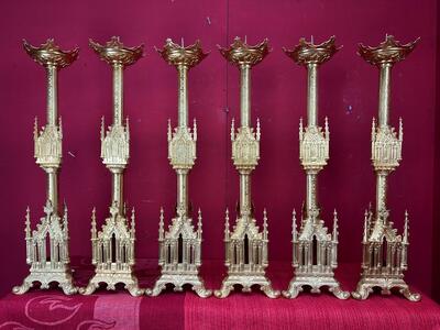 6 Gothic - Style Matching Candle Sticks Height Without Pin. 8 Pieces Available !