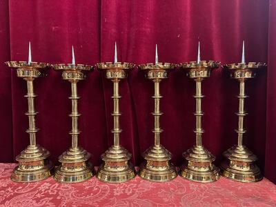 6 Gothic - style Matching Candle Sticks Height Without Pin. Altar - Set