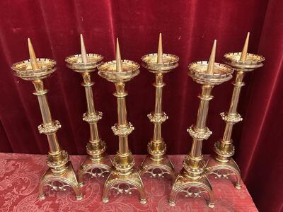 6 Gothic - style Matching Candle Sticks Height Without Pin. Altar - Set.