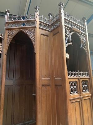 Matching Confessionals For Sale Seperately ! style Gothic - style en Oak wood, Izegem Belgium 19th century