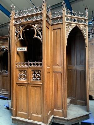 Matching Confessionals For Sale Seperately ! style Gothic - style en Oak wood, Izegem Belgium 19th century