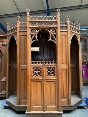 Matching Confessionals For Sale Seperately ! style Gothic - style en Oak wood, Izegem Belgium 19th century