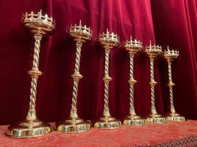 Matching Candle Sticks Height Without Pin. en Brass / Polished and Varnished, Belgium 19 th century ( Anno 1890 )