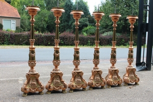 Altar Set style baroque en Brass, France 18 th century