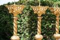 Altar - Set Matching Candle Sticks  style Romanesque en Brass / Bronze / Gilt, France 19th century