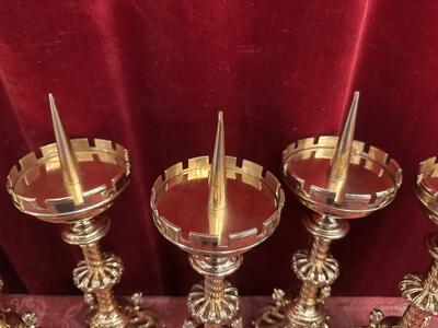 6 Romanesque - Style Matching Candle Sticks Height Without Pin.