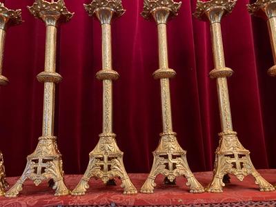 Matching Candle Sticks Height Without Pin. style Romanesque - Style en Bronze / Polished and Varnished, France 19 th century ( Anno 1885 )