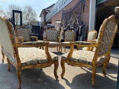 Complete Salon Furniture style Baroque en Wood Gilt / Fabrics, Italy 19 th century