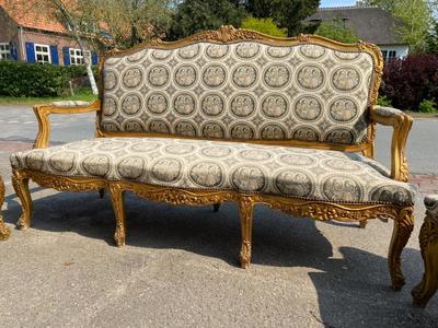 Complete Salon Furniture style Baroque en Wood Gilt / Fabrics, Italy 19 th century