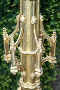 Altar Set Candle Sticks style gothic en bronze, France 19th century