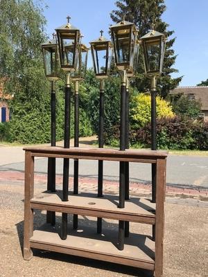 Matching Procession - Lanterns style Gothic - style en Brass / Polished and Varnished, Belgium 20th century (Anno 1930)