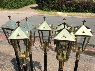 Matching Procession - Lanterns style Gothic - style en Brass / Polished and Varnished, Belgium 20th century (Anno 1930)