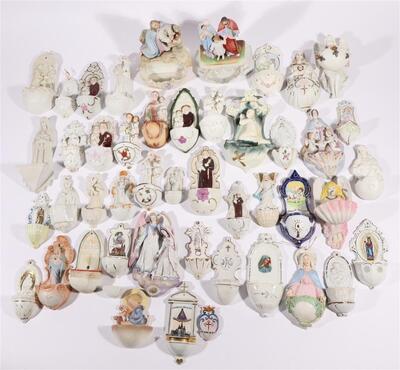 Very Large Collection Holy Water Holders en Wood / Glass / Brass / Porcelain / Composite Etc.., 19th &20 th century