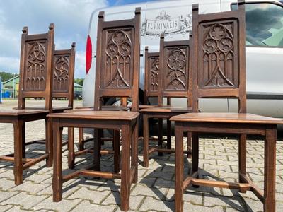 Chairs style Gothic - style en wood, France 19 th century