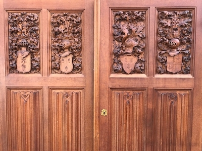 Exceptional Castle Doors  style Gothic - style en Oak wood, France 19th century