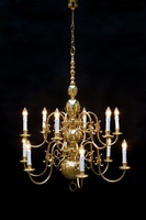 Large Matching Chandeliers New Polished And Varnished en Brass, Belgium 19 th century