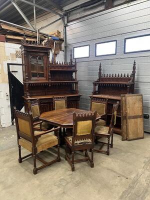 Dining Room style Gothic - Style en Walnut wood , France 19 th century