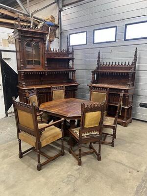 Dining Room style Gothic - Style en Walnut wood , France 19 th century
