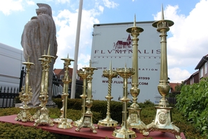 Candle Sticks Single Pieces en Brass / Bronze, 19th century