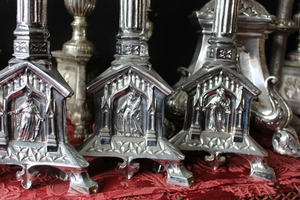 Candle Sticks en Brass / Plated, Belgium / France 19th century