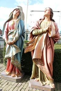 St.John And St. Mary. Glass Eyes Life Size ! en plaster polychrome, France 19th century