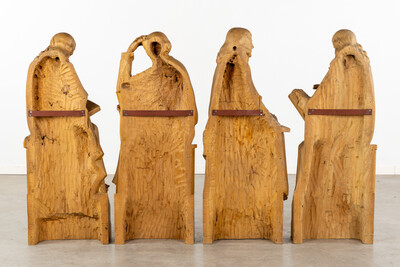 Four Exceptional Wood Sculptures Of The Four Evangelists. (L:44 X W:18 X H:115 Cm) en Hand - Carved Wood ,