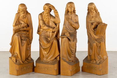 Four Exceptional Wood Sculptures Of The Four Evangelists. (L:44 X W:18 X H:115 Cm) en Hand - Carved Wood ,